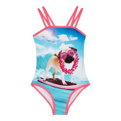 bluezoo Girls' multi-coloured dog print swimsuit